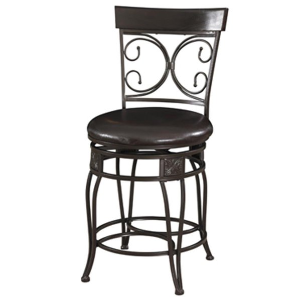 Powell Powell 938-918 Big and Tall Back to Back Scroll Counter Stool - Black 938-918